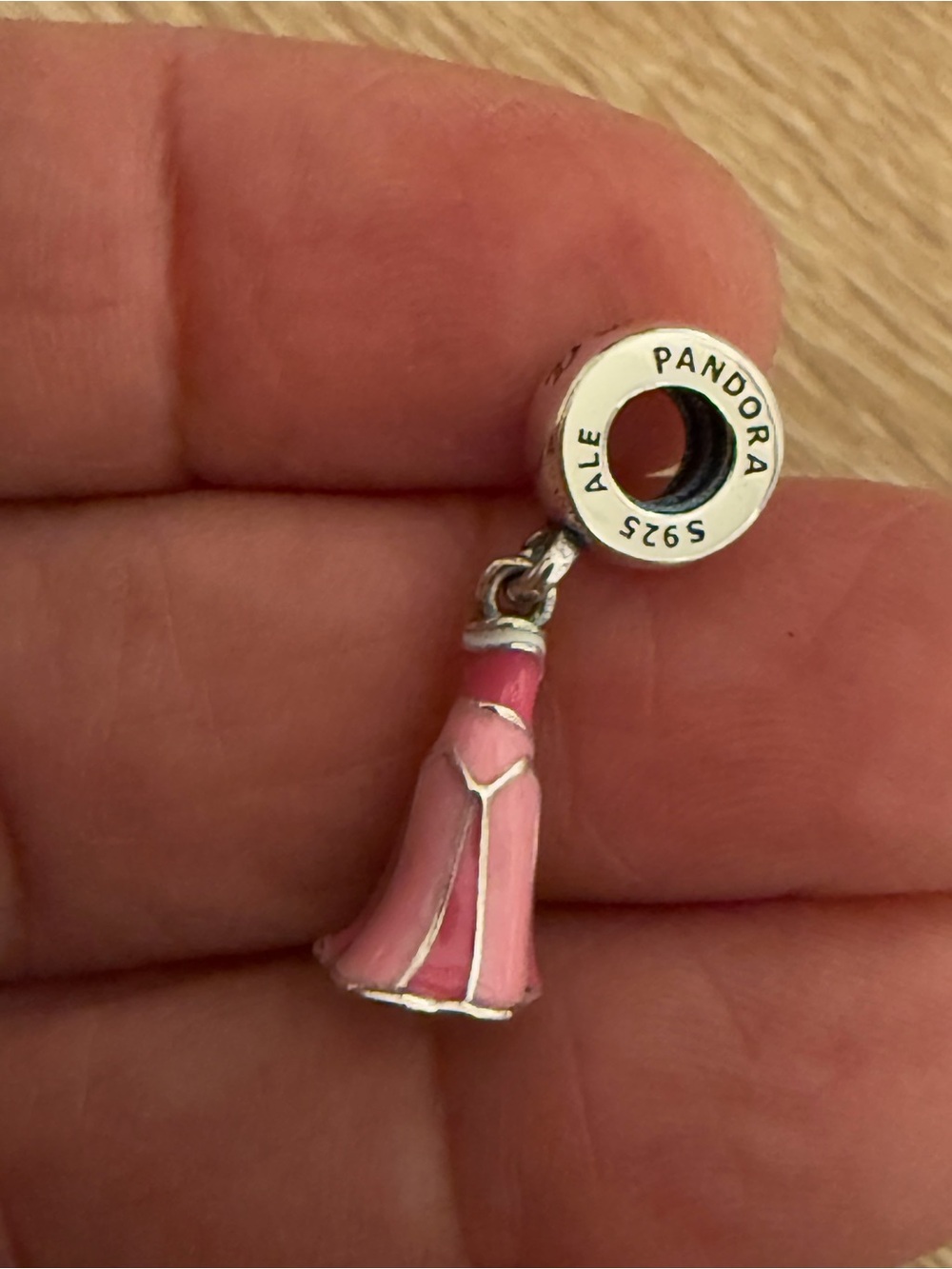 Disney Sterling Silver Pink Dress Dangle Charm